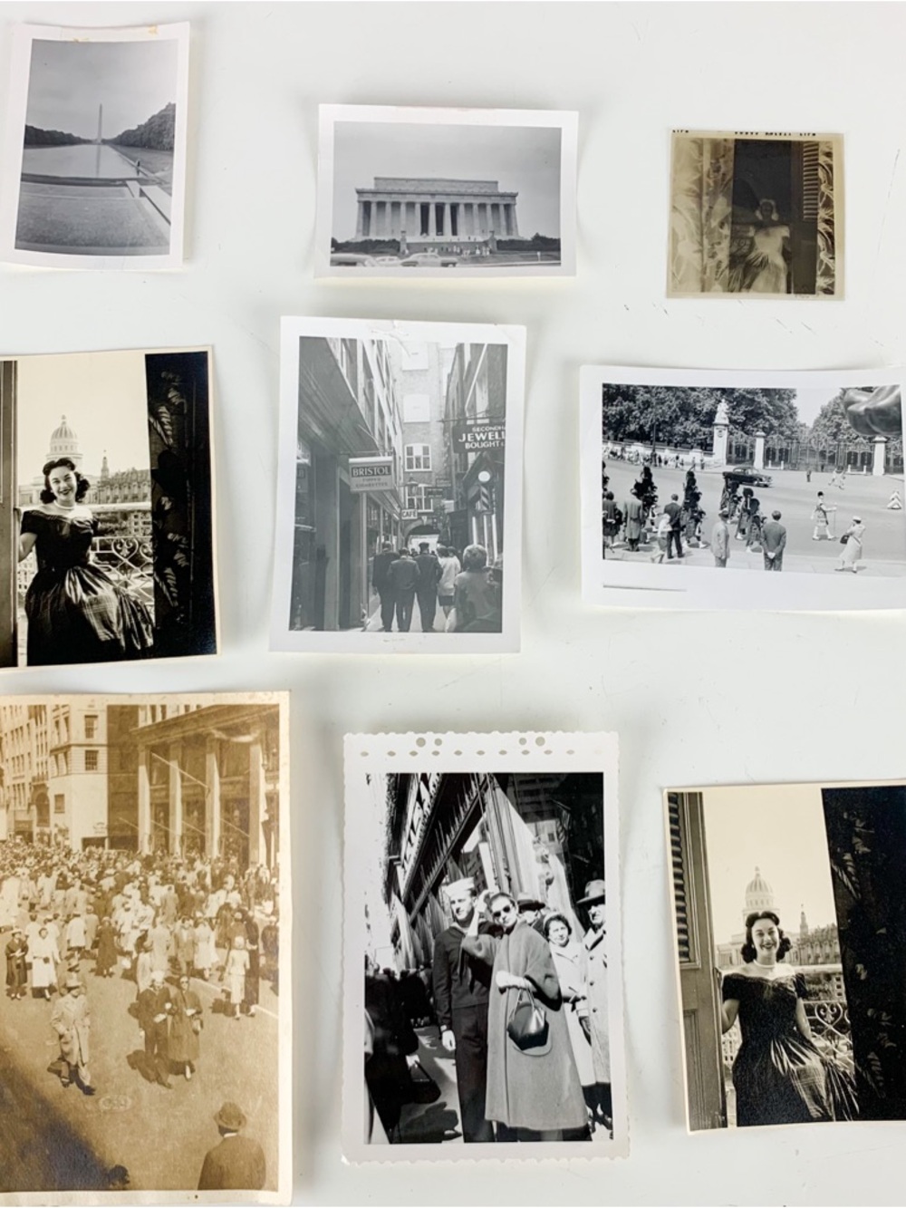 Vintage Photo Lot Black And White Travel Pictures Fancy Lady Navy Washington DC
